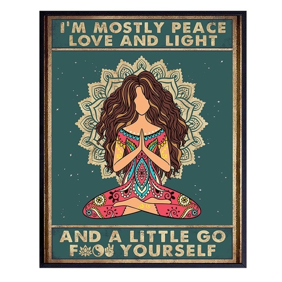 ☮️8x10 Wall Art🕊- I’m mostly Peace and Love - Funny Sign - Picture 1 of 4